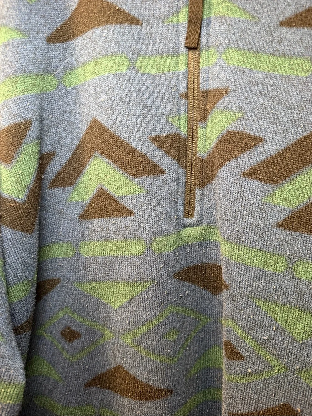 The North Face Men's Blue, Green & Black Patterned Quarter-Zip Fleece